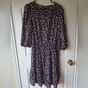 Maison Tara Purple Polka Dot Dress Sizes 4 and 14‎ Ruffle 3/4 Sleeves